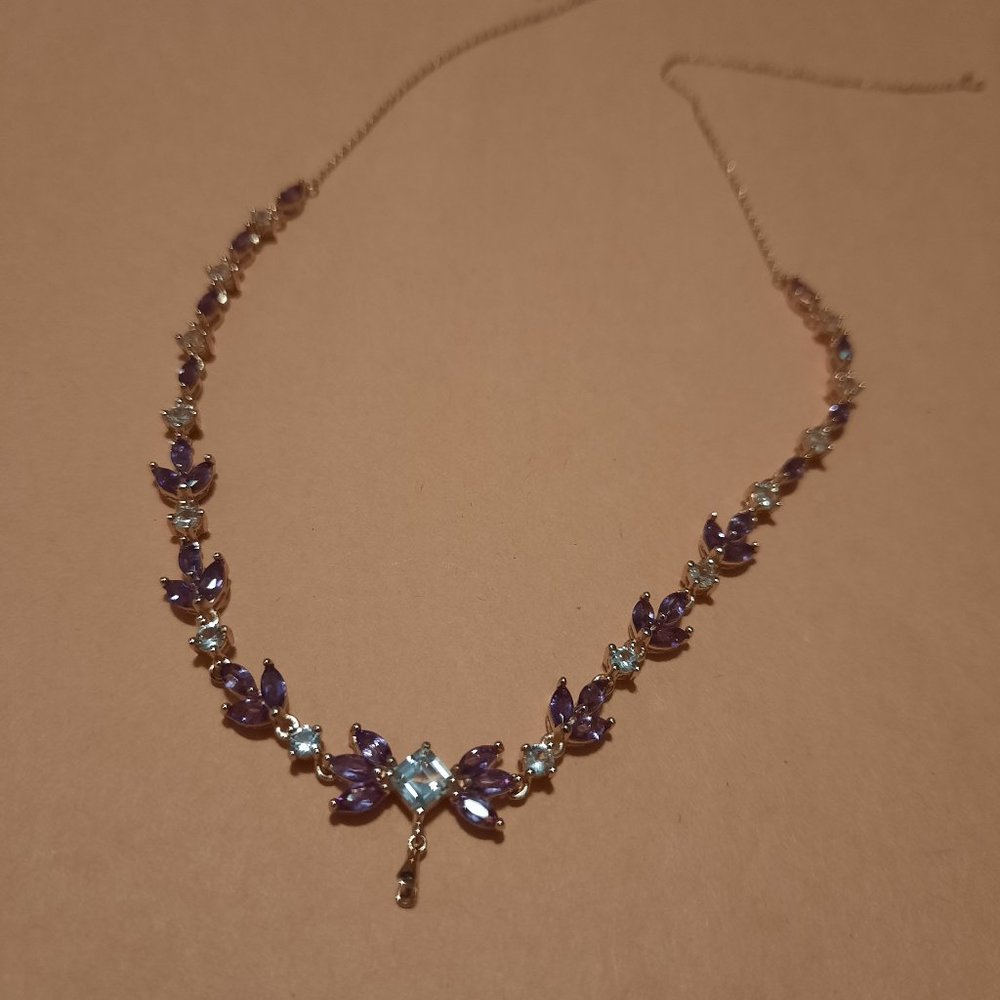 Gold Plated Silver Amethyst Necklace - 18 inches